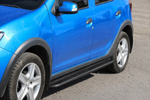 Dacia Sandero 2013–2020 Side steps KB001 (RVS) Black foto 2