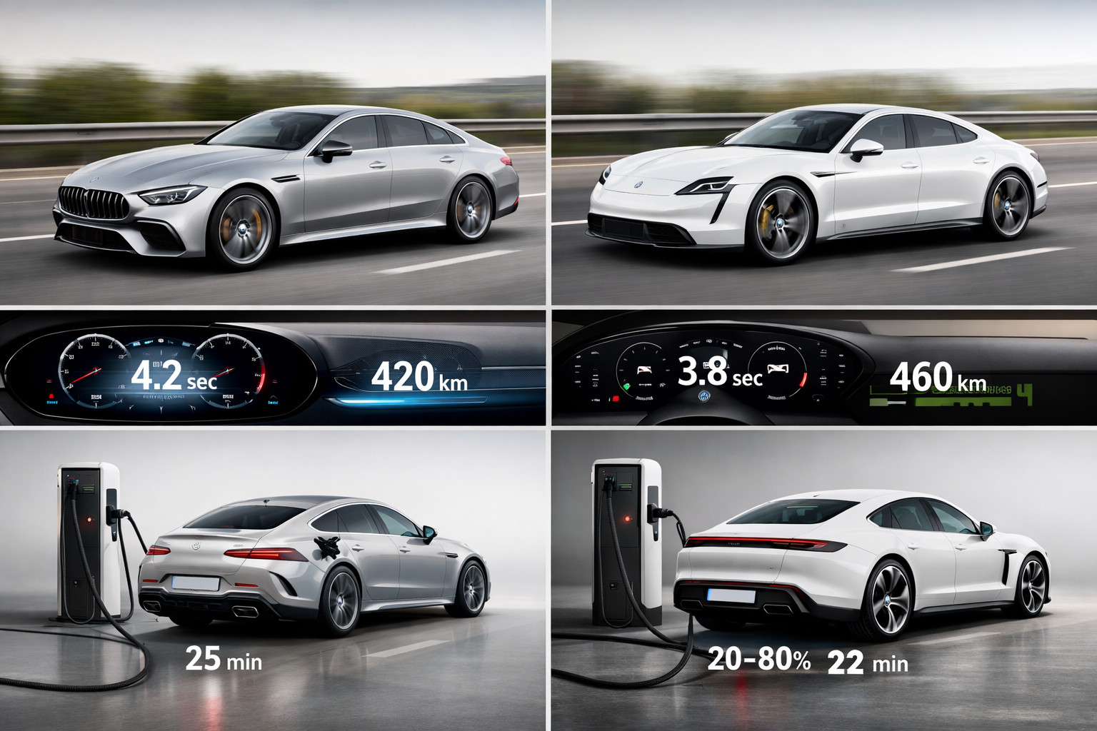 Mercedes-AMG GT 53 vs. Porsche Taycan 4S: actieradius, prestaties en laden