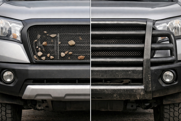 Grille met gaas of versterkt metaal: wat beschermt beter tegen steenslag en vuil