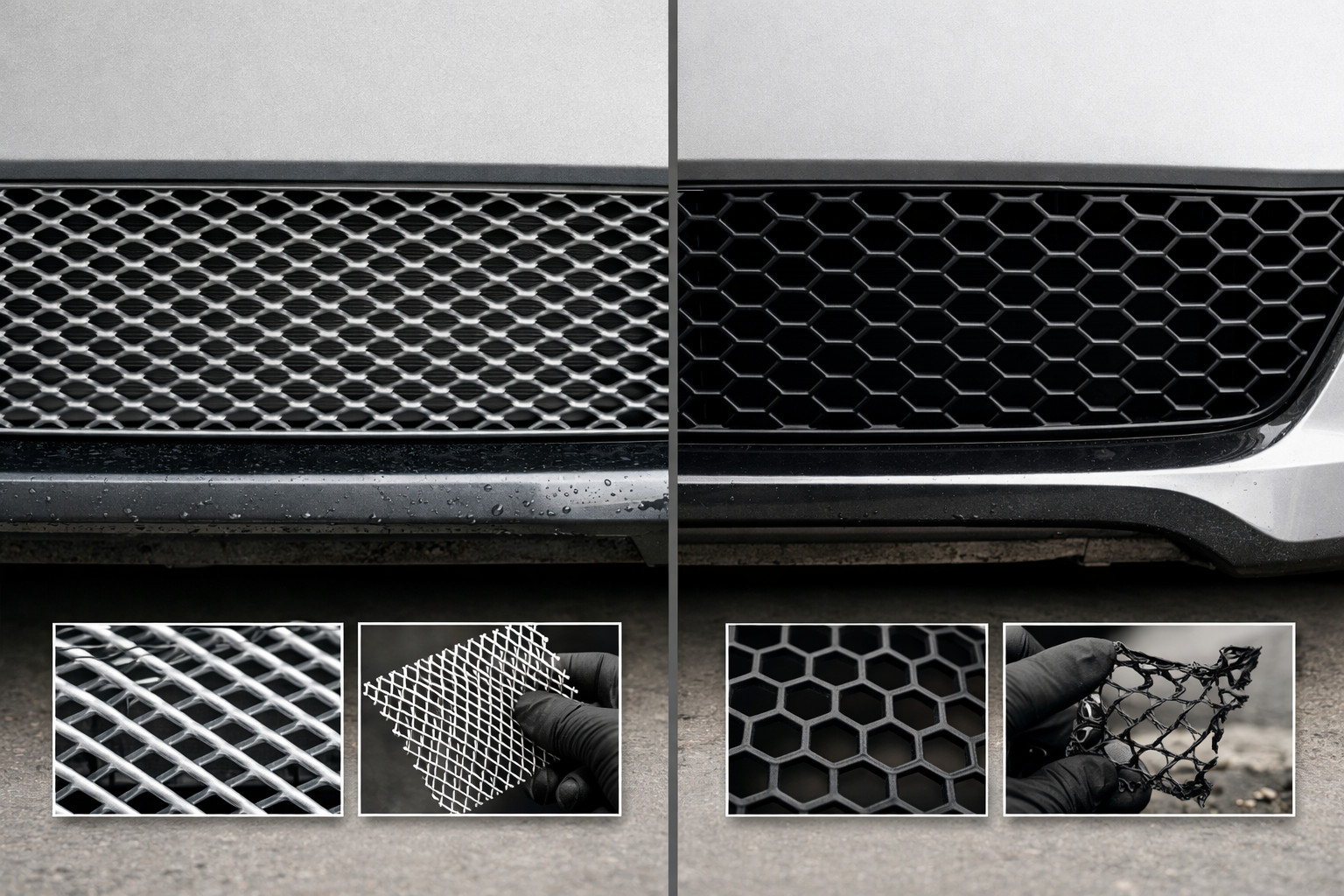 Aluminium of kunststof gaas in de grille: wat is beter voor dagelijks rijden?