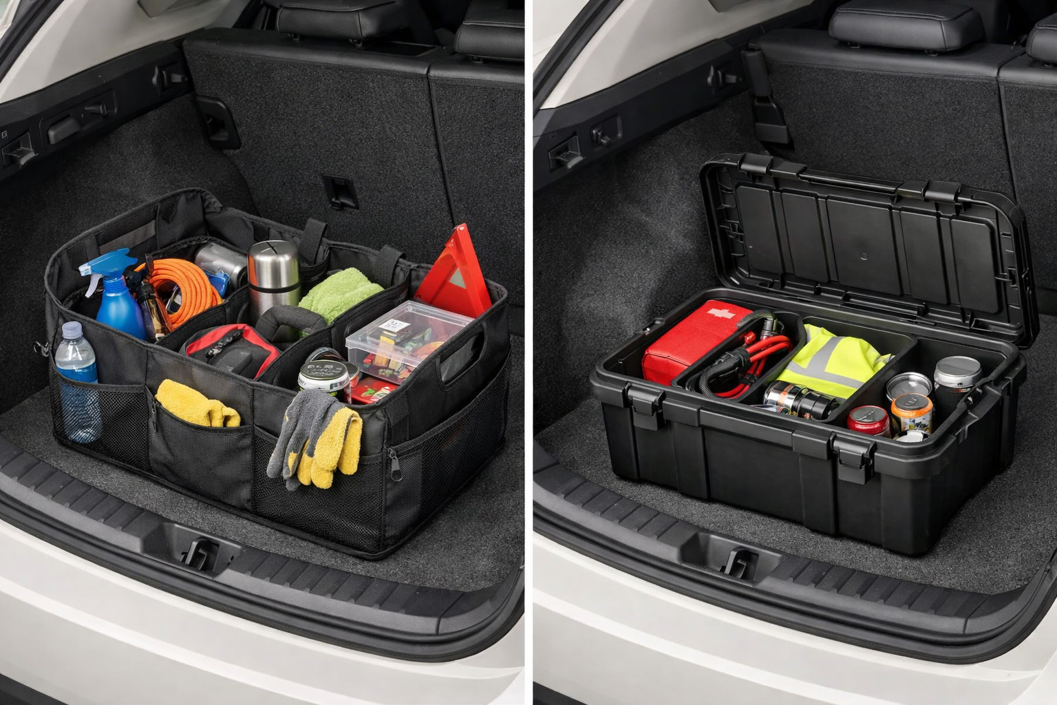 Organizer tas of harde kofferbakbox: wat is praktischer