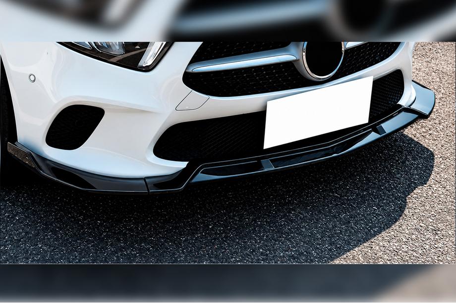 Mercedes A-Klasse W177 2018– Voorbumper lip spoiler DPT V-1 (hoogglans zwart) Image