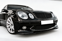 Mercedes E-class W211 2002–2009 DPT front lip spoiler (voor AMG, 2002-2006, hoogglans zwart) foto 1