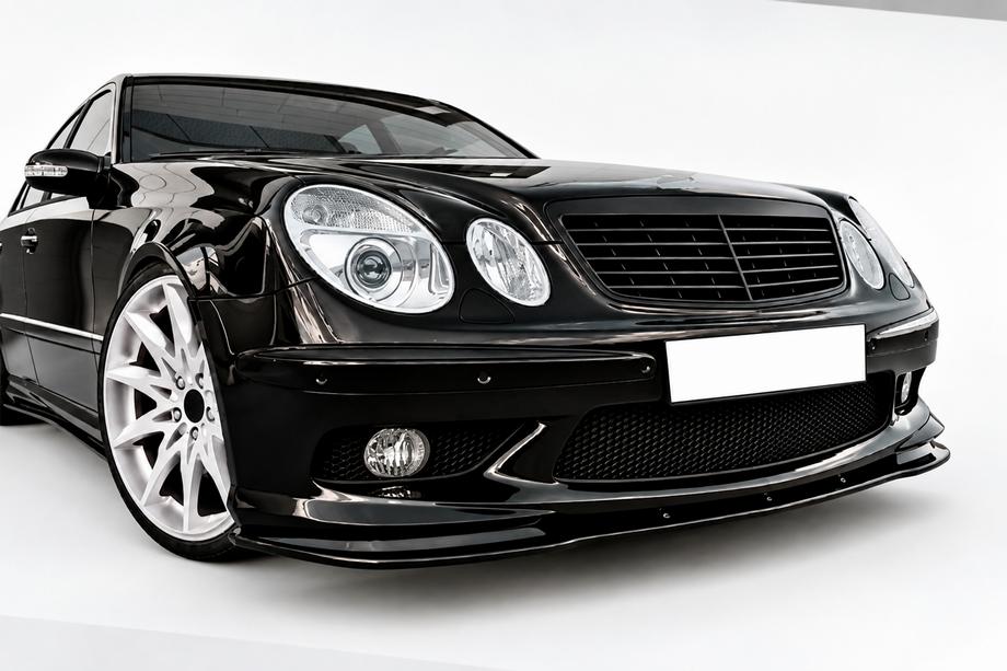 Mercedes E-class W211 2002–2009 DPT front lip spoiler (voor AMG, 2002-2006, hoogglans zwart) Image