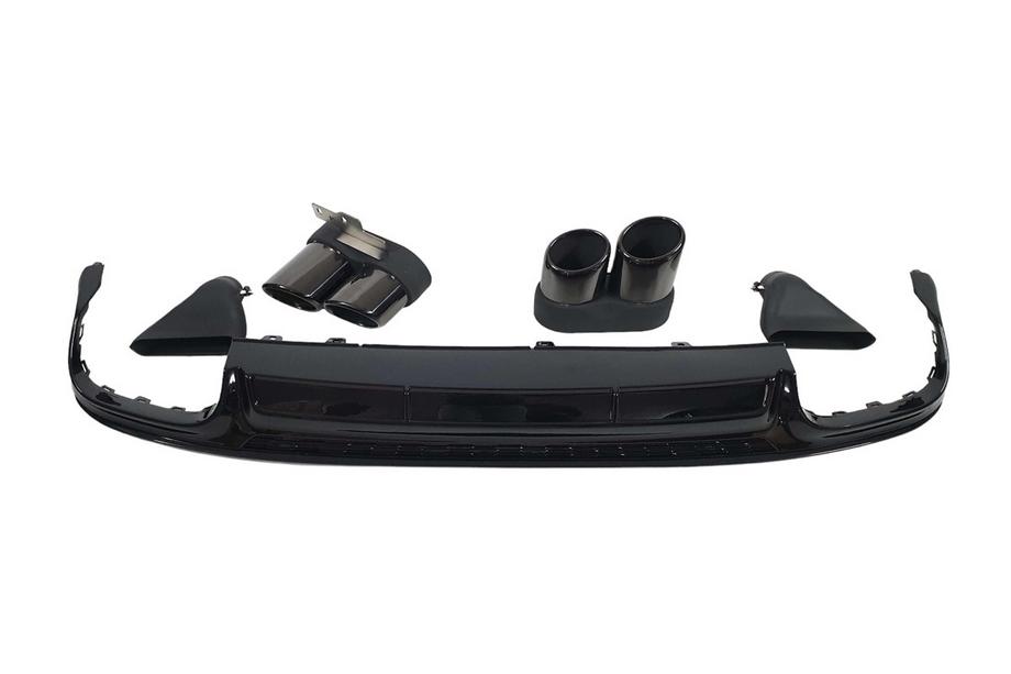 Audi A6 C8 2018–2025 Achterdiffuser met uitlaatsierstukken S-Style Black (voor S / S-Line) Image