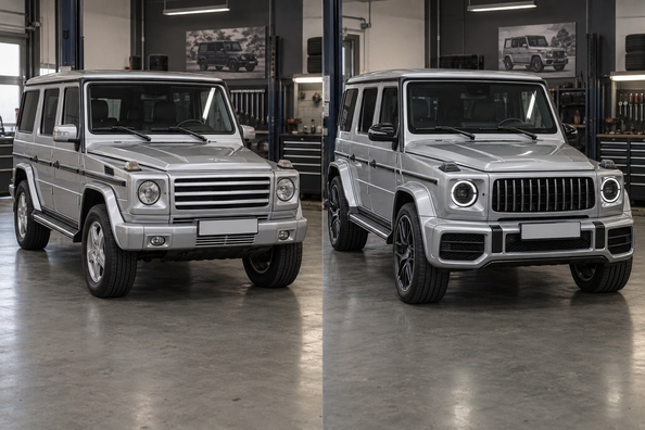 Mercedes G-Class W463 in G63 2018+-stijl: wat past echt – bumpers, koplampen, spiegels Foto 1