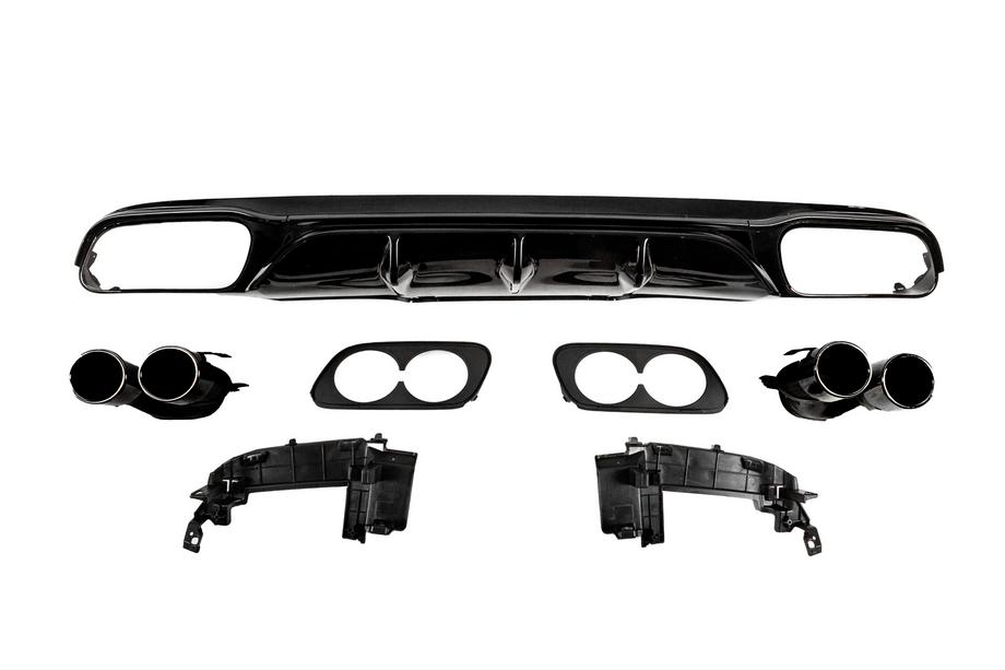 Mercedes E-class W213 2016–2023 Achterdiffuser met uitlaatsierstukken E53-Design Black (voor Base) Image