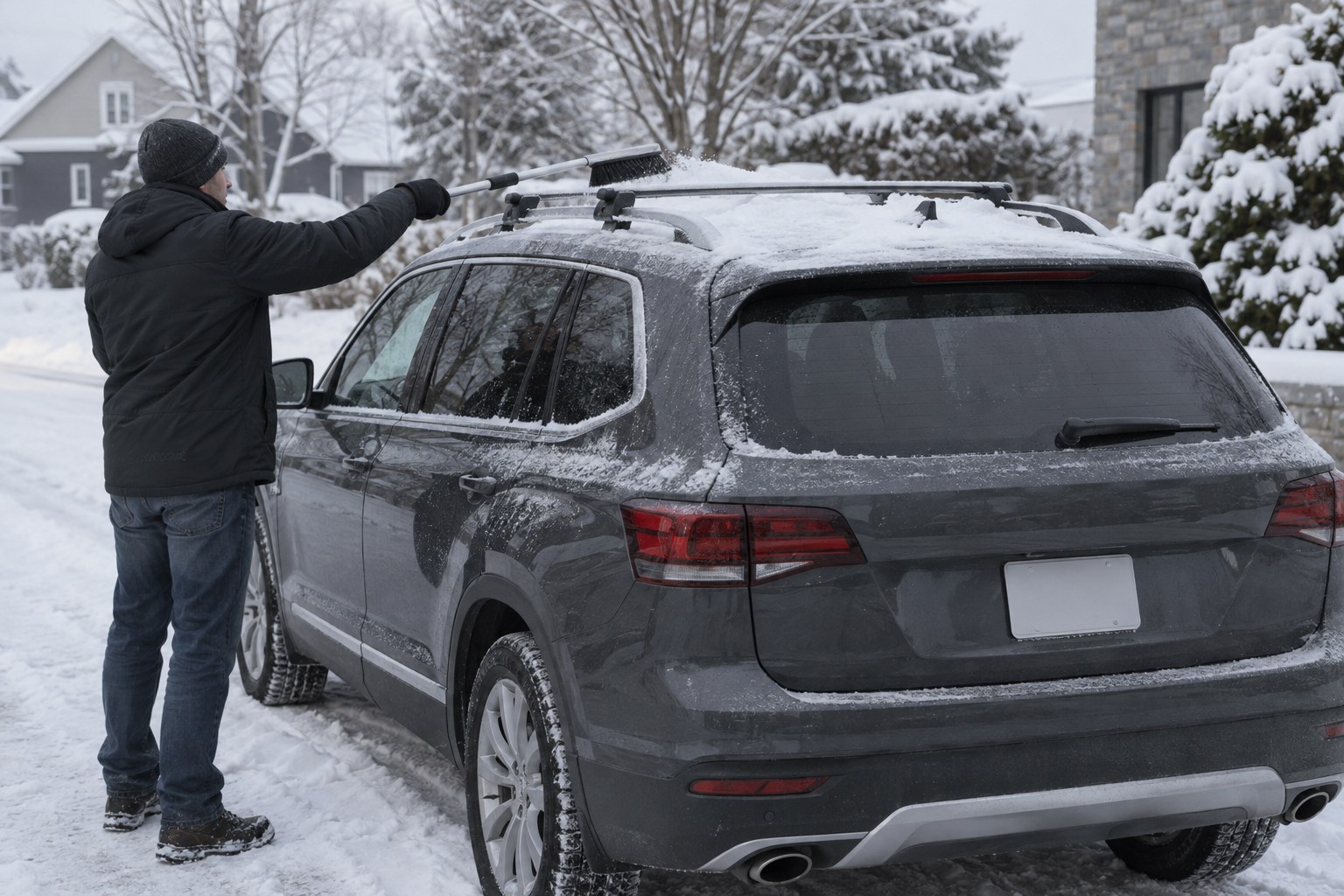 Dakrails en dwarsdragers vóór de winter: bevestigingen checken en sneeuwlast van het dak