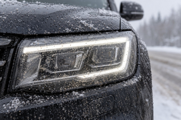LED-koplampen en lenzen in de winter: zout, zand, dooimiddelen—bescherm de optiek Foto 2