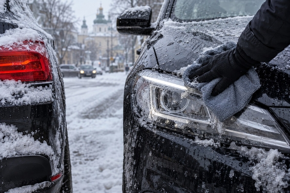 LED-koplampen en lenzen in de winter: zout, zand, dooimiddelen—bescherm de optiek Foto 1
