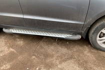 Hyundai Santa Fe 2 2006–2012 Zijsteps Allmond Grey (2 stuks, aluminium) foto 5