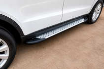 Hyundai Santa Fe 2 2006–2012 Zijsteps Allmond Grey (2 stuks, aluminium) foto 1