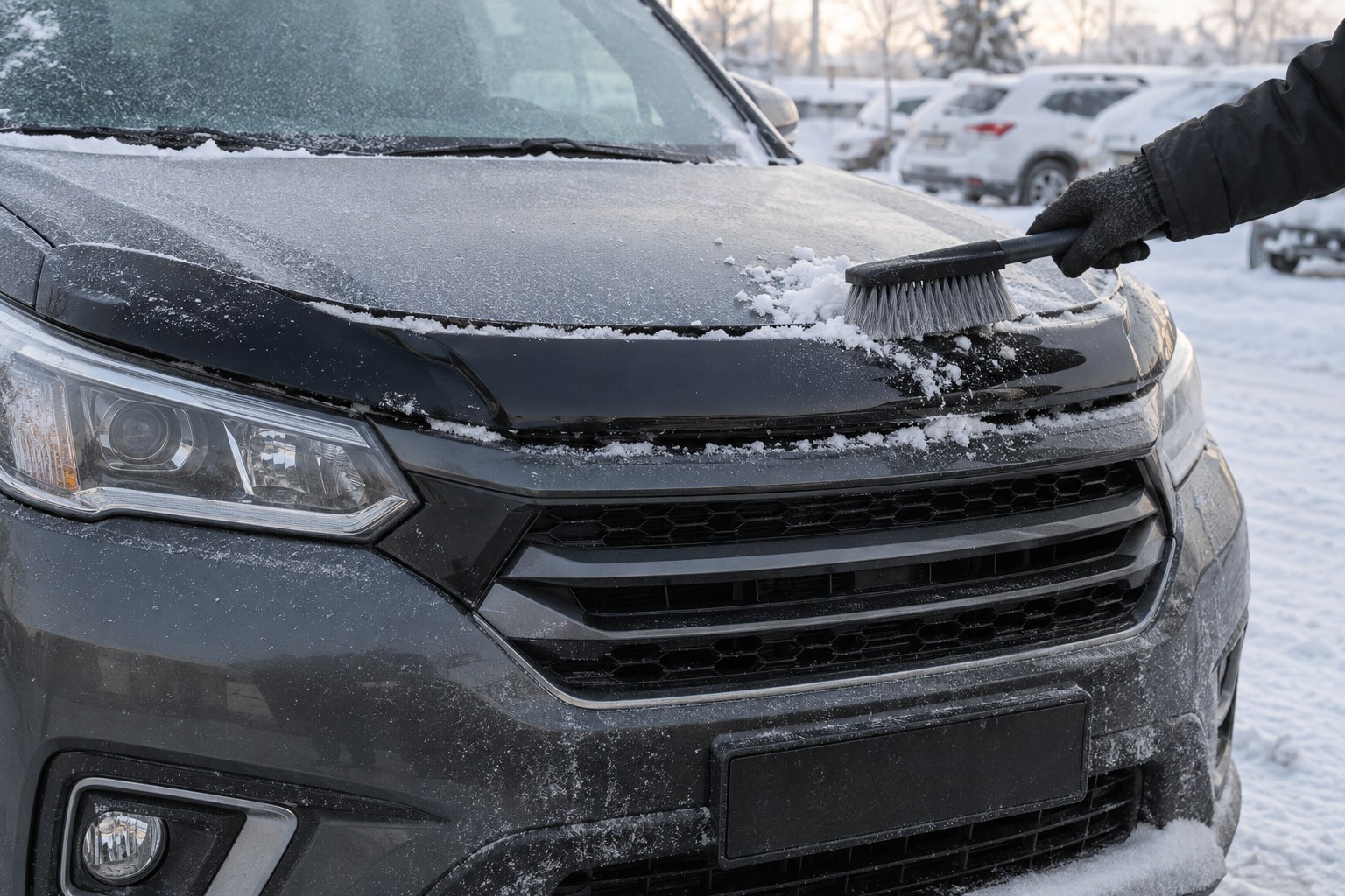 Motorkapdeflector in de winter: ijs eronder, zout en hogedrukreiniger — verwijderen?