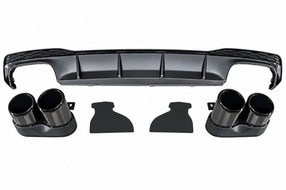 Audi A7 2018– Achterbumperdiffuser met uitlaatsierstukken (voor S-Line 2018-2022, ABS) Foto 1