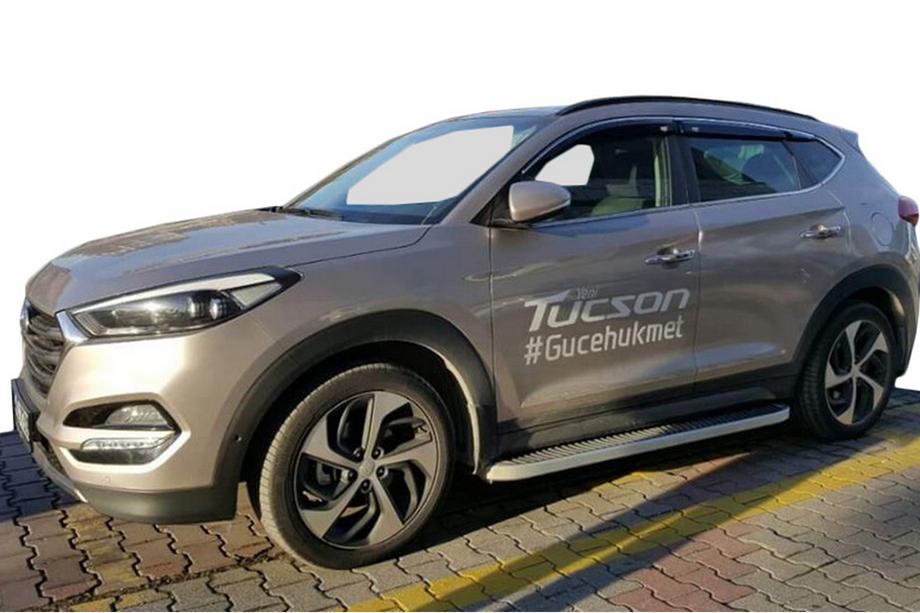 Hyundai Tucson TL 2016–2021 Side steps Tayga Grey (2 stuks, aluminium) Image