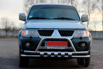Mitsubishi Pajero Sport 1996–2007 RVS voorbeschermbeugel ST015↗WT foto 2