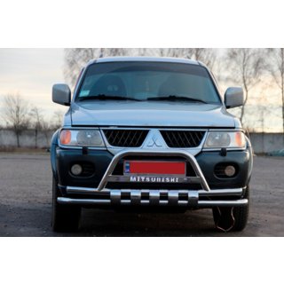 RVS voorbeschermbeugel ST015↗WT Mitsubishi Pajero Sport 1996–2007 foto 2