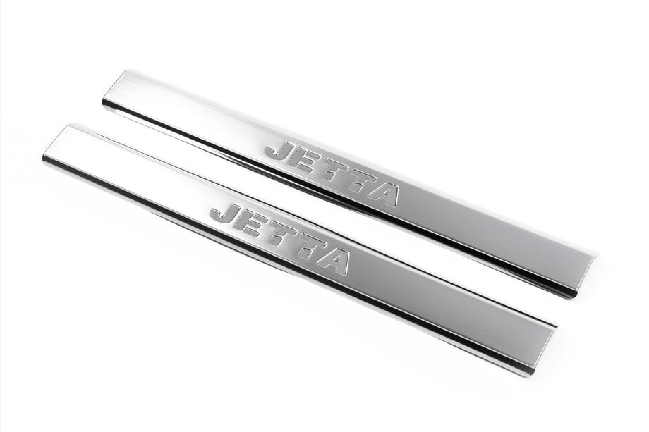 Volkswagen Jetta 2006–2011 RVS instaplijsten (binnenzijde dorpel) Set van 2 stuks (met opschrift), OmsaLine - Italiaans RVS Foto 4