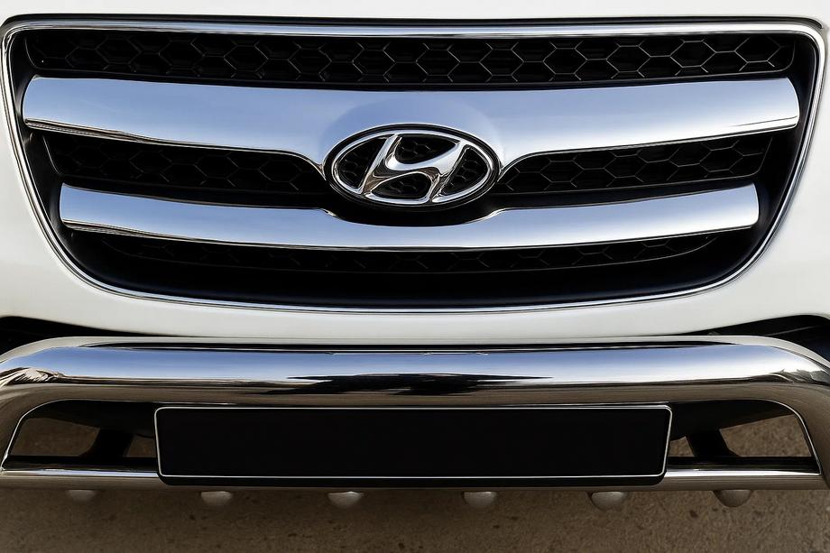 Hyundai Santa Fe 2 2006–2012 RVS grille sierlijst (2006-2010, 2-delig) Foto 1