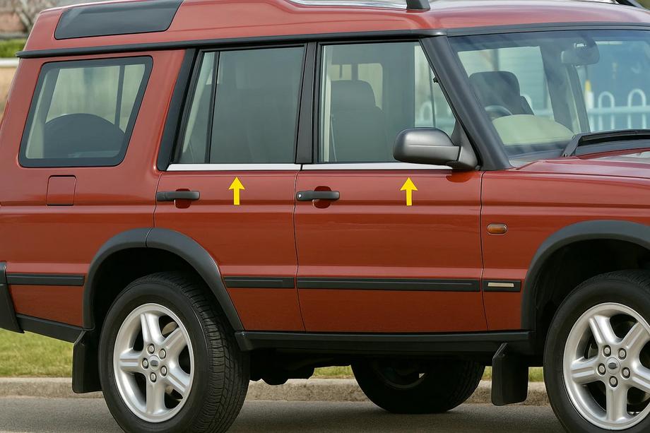 Land Rover Discovery II 1998–2004 Raamomlijsting (4 stuks, RVS) Foto 1
