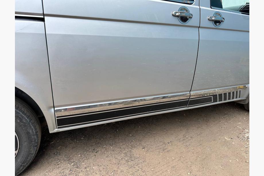 Volkswagen T5 Caravelle 2004–2010 Deurstrips (RVS, chroom) 1 deur, korte wielbasis, Carmos - Turks staal Foto 10