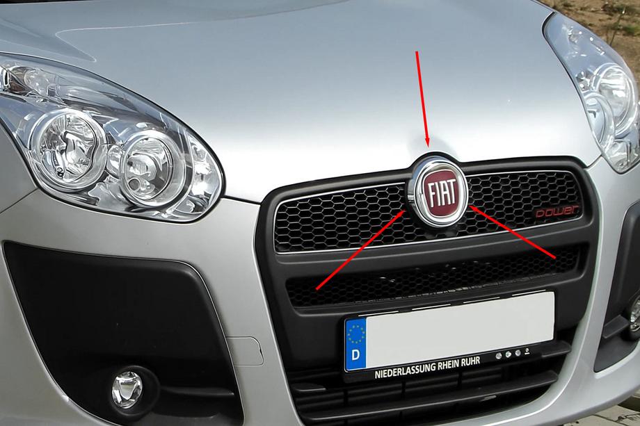 Fiat Doblo II 2010–2022 Chromen houder voor voorembleem (RVS) Image