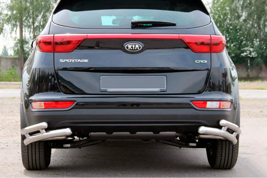 Kia Sportage 2015–2021 Dubbele achterhoekbescherming AK003-подвійний (RVS) Image
