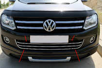 Volkswagen Amarok 2010–2022 Voorbumper sierlijsten met ‘smile’ (3-delig, RVS) foto 1