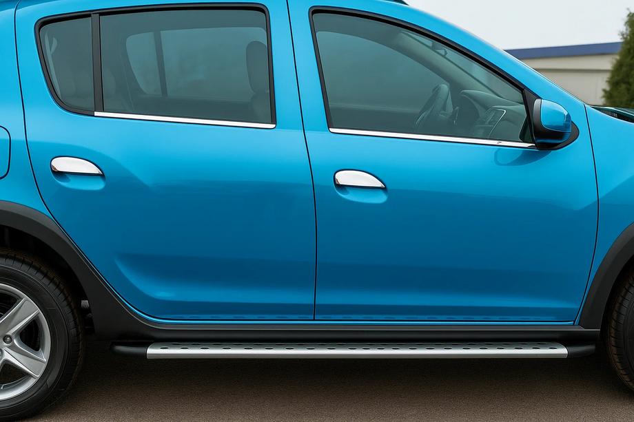 Renault Sandero 2007–2013 Buitenste raamlijstomlijsting RVS (set 4 stuks) OmsaLine - Italiaans roestvrij staal Image