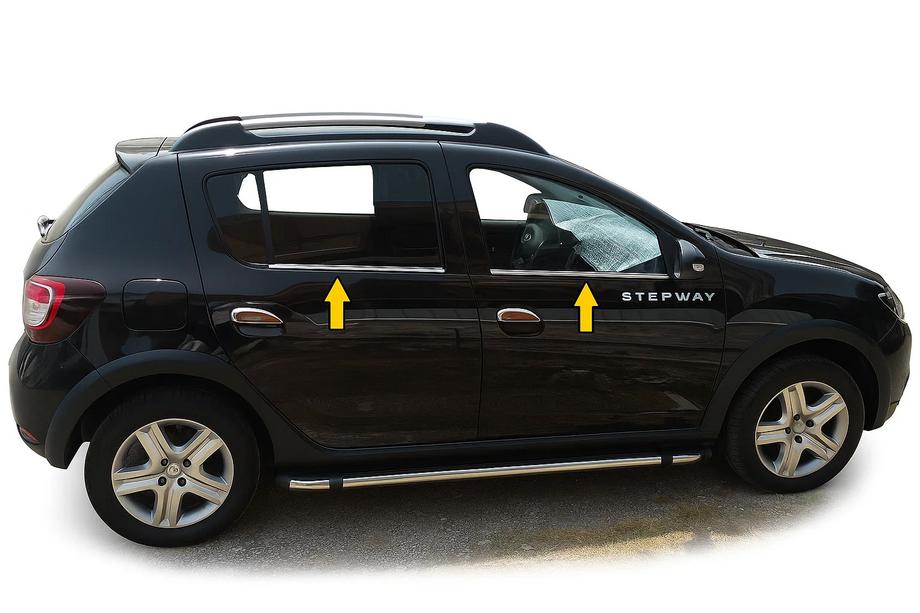 Renault Sandero 2013–2022 Raamomlijsting (4 stuks, RVS) Carmos - Turks staal Image