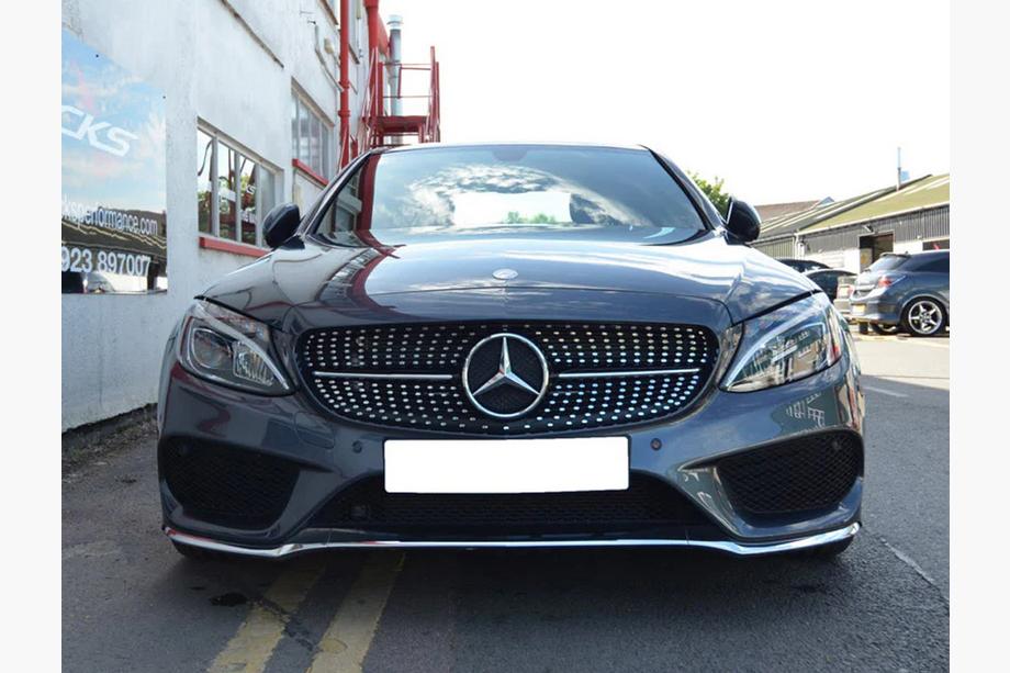 Mercedes C-klasse W205 2014–2021 Voorgrille Diamond Silver (voor Avantgarde/AMG-Line/C43 AMG) Foto 19