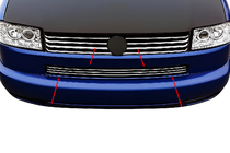 Volkswagen T4 Caravelle/Multivan 1990–2003 Sierlijsten voor bumperrooster (rechte motorkap) (3 stuks, RVS) foto 1