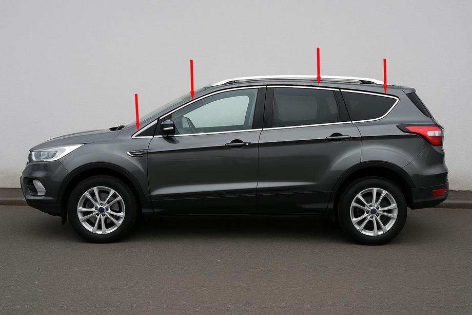 Ford Kuga/Escape 2013–2019 Bovenste raamlijsten (12 stuks, RVS) Image