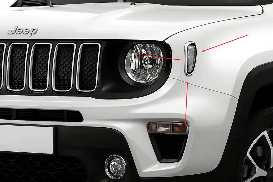 Jeep Renegade 2014– Chroom afdekkappen voor zijknipperlichten (2 stuks, RVS) Image
