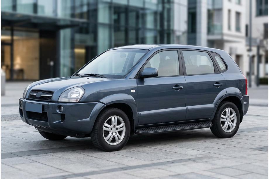 Hyundai Tucson JM 2004– Side steps Tayga Black (2 stuks, aluminium) Foto 1