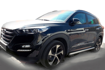 Hyundai Tucson TL 2016–2021 Sidebars (set van 2, RVS) foto 1