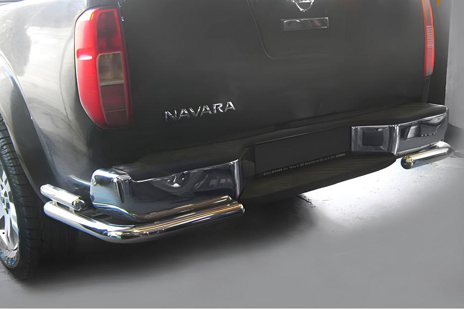 Nissan Navara 2006–2015 Achterbumperbeschermer AK003 dubbel (RVS) Image
