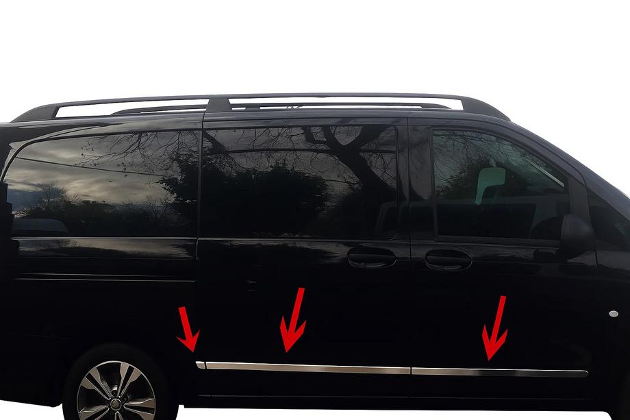 Mercedes Vito/V-klasse W447 2014– Deurstrips (6-delig, RVS) Lang, 1 zijdeur Image
