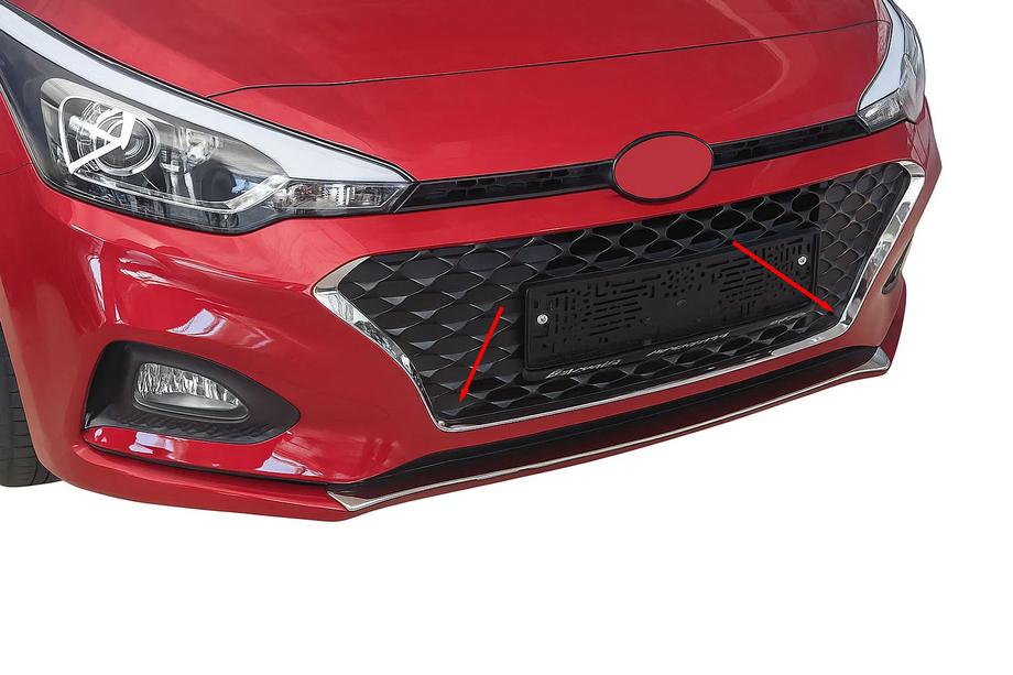 Hyundai I-20 2014–2020 Grille-omlijsting 2018-2020 (set van 3, RVS) Image
