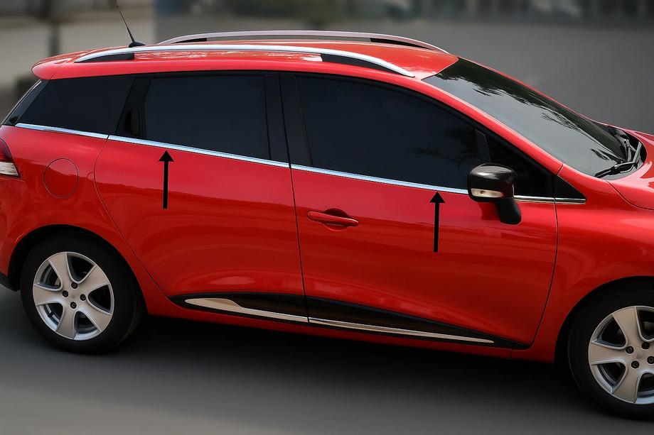 Renault Clio IV 2012–2019 Raamomlijsting (Sport Tourer, 8 stuks, RVS) Image