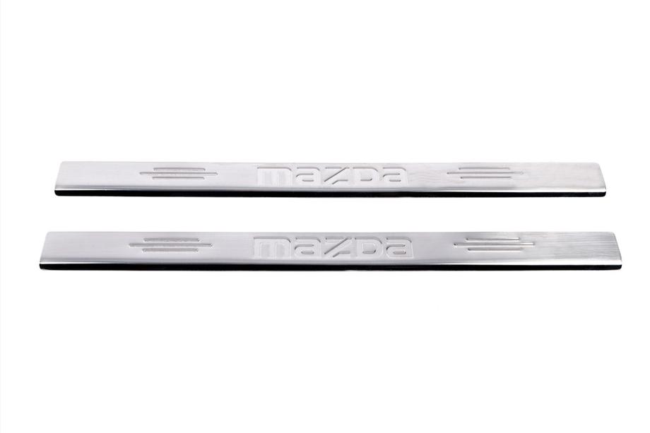 Mazda 2 2003–2007 Carmos RVS dorpellijsten V-1 Foto 2