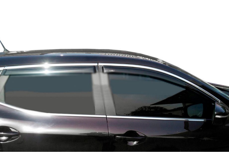 Nissan Qashqai 2014–2021 Raamdeflectors met chroomstrip (4 stuks, HIC) Foto 11