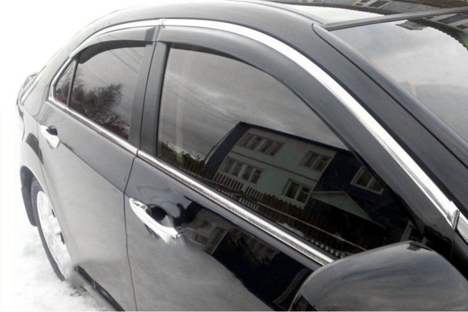 Toyota Camry 2011–2017 Raamdeflectoren met chroomlijst (2011-2017 EU / 2011-2014 USA, 4 stuks, HIC) Foto 9