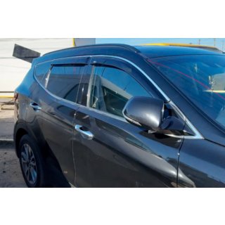 Raamdeflectors met chroomstrip (4 stuks, HIC) Hyundai Santa Fe 3 2012–2018 foto 1