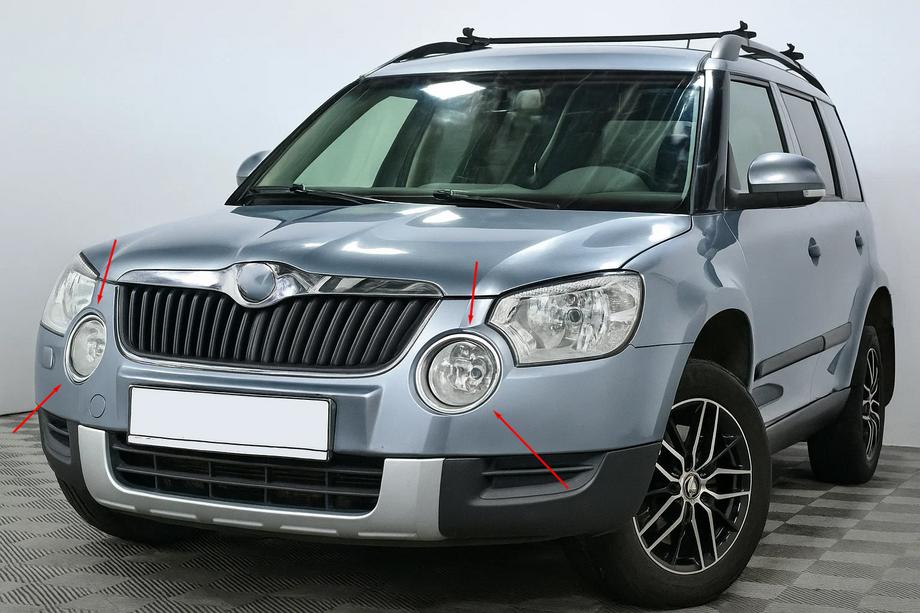 Skoda Yeti 2009–2017 Mistlampomlijsting (2009-2013, set van 2, RVS) Foto 1