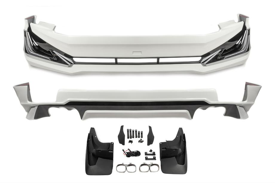 Toyota Land Cruiser Prado 150 2009–2023 Modelista V3-LED voor- en achterbumper lip kit (2017-) Witte kleur Image