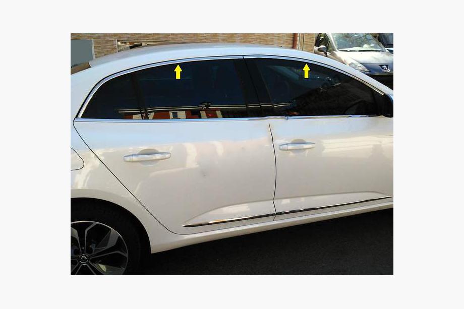 Renault Megane IV 2016–2025 Bovenste raamomlijsting (Sedan, 6-delig, RVS) OmsaLine - Italiaans roestvrij staal Image