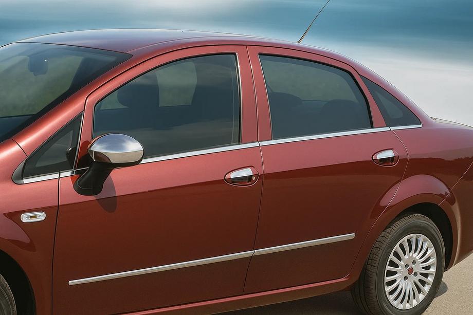Fiat Linea 2006–2018 Buitenraamomlijsting (8-delig, RVS) Carmos - Turks staal Image