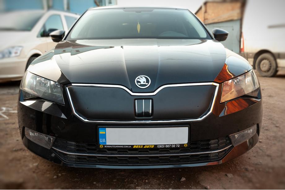 Skoda Superb 2015–2024 Winterafdekking voor radiateurgrille (2015-2019, bovenste) Glanz Foto 2