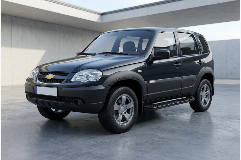 Chevrolet Niva 1998–2020 Side steps Tayga Black (2 stuks, aluminium) Image